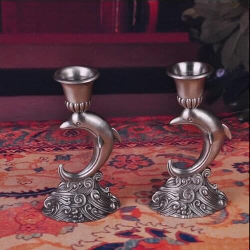 2PCS/pair creative Dolphin shape metal candle stand tin mumluk metal candlesticks for table centerpieces home decoration ZT026