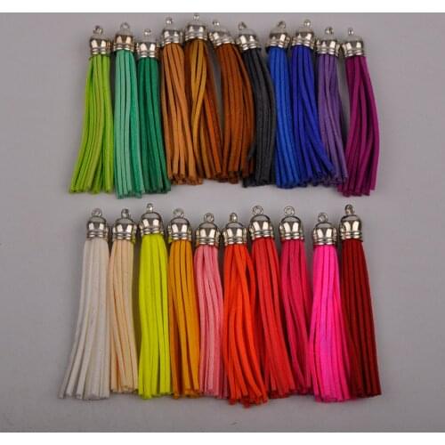 200pcs Colorful Vintage Leather Tassel 80MM For Keychain Cellphone Straps Jewelry Fringe DIY Pendant Charms