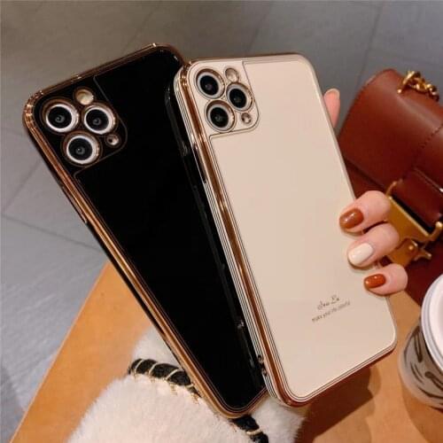 2021 New Electroplated Solid Color Phone Case For iPhone 12 11 Pro Max XR XS X XS Max 7 8 Plus SE20 Letter Lens Protective Cover