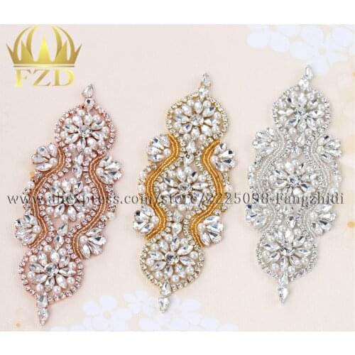 30pieces) Iron On Crystal Beaded Sewing Wholesale Bridal Sash Garters Decorative Trim Rhinestone Appliques for Wedding Dresses