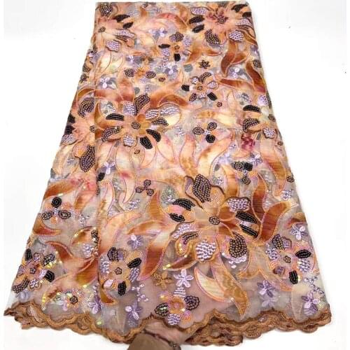 African Sequins Lace Fabric New Arrival Nigerian Tulle Mesh Lace Fabric For Wedding Sequins Lace Fabrics with Party ND5012
