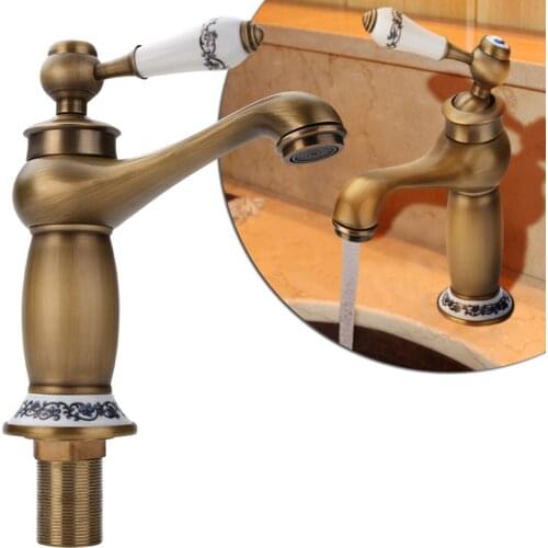 Antique Bronze Faucet Hot & Cold Mixer Tap with Ceramic Handle Bathroom Kitchen Basin Hardware Accessory
