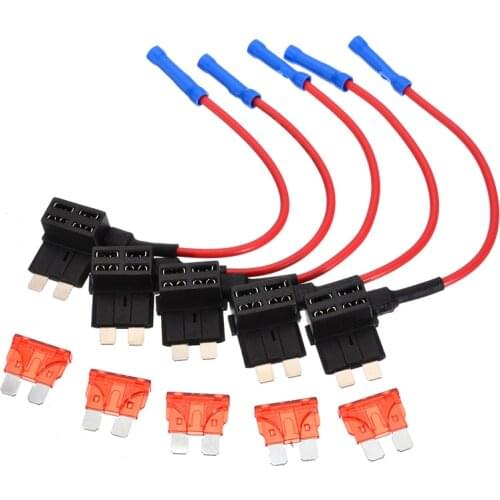 5pcs/set 12V/24V Car Fuse Holder Add-a-circuit TAP Adapter with 10A Micro Mini Standard ATO Blade Fuse