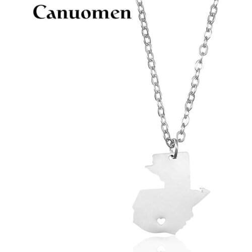 Canuomen Guatemala Map Pendant Necklace Stainless Steel Silver Gold Love Hometown Gift Guatemala Women Necklaces Jewelry