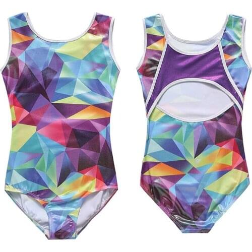 Toddler Girls Ballet Leotards Children Sparkle Patchwork Sleeveless Athletic Gymnastics Costumes Bodysuits Dance Wear 2-10Y/ T