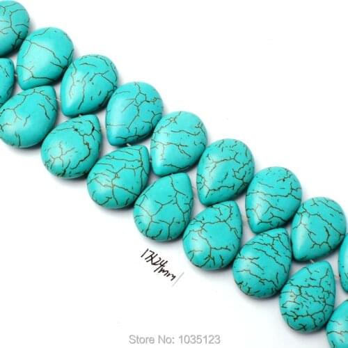 High Quality 17x24mm Pretty Blue Turquoises Drop Shape Loose Gems Beads 20Pcs DIY Creative Jewellery Making w3141