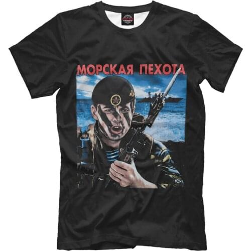 Men t-shirt Russia Army Navy Marines black color oversized t shirt men clothing