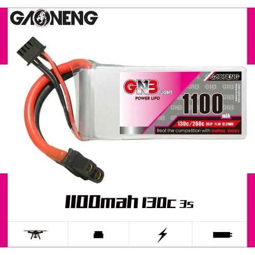 Gaoneng GNB 1100mAh 3S 11.1V 130C/260C Light Weight Lipo battery with XT30 Plug for FPV Drone RC Quadcopter Helicopter Parts