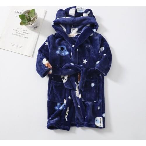 Baby Robe Cartoon Hoodies Rabbit Bear Girls Boys Sleepwear Bath Towels Kids Soft Bathrobe Pajamas Childrens Clothing Nightgown