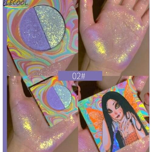 ELECOOL 2 Colors Highlighter Facial Bronzers Palette Cosmetics Makeup Face Glow Contour Shimmer Powder Illuminator Highlight Set