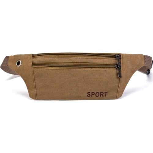 Mens Canvas Waist Packs Bag Outdoor Sports Mountaineering Bag Fitness Running Chest Bag Ultra-thin Ultra-light Mobile Phone Bag