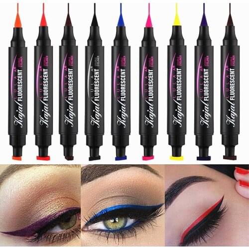1PC New Waterproof Fast Dry Black Pencil Colorful Long-lasting Liquid Eyeliner Pen Double-ended Eye liner Smooth Tool T0671