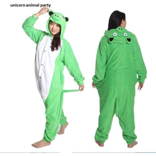 Kigurumi Adult Cartoon Comic Animal Green Pig Pyjamas Cosplay Costume Onesie Sleepwear Homewear Unisex Pajamas Party Clothing