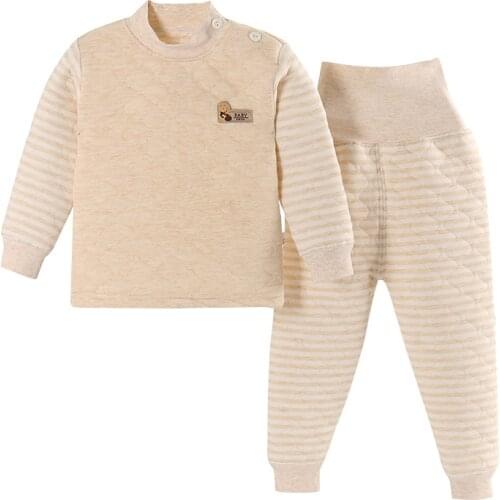 Baby Pajamas Set Cotton Boys Sleepwear Kids Suit Autumn Winter Thick Long Sleeve Girls Clothes Tops+Pants 2pcs Children Clothing