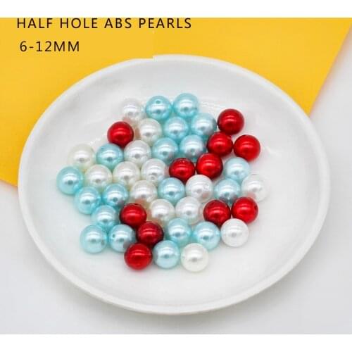 6mm 8mm 10m 12mm round Color Half Drilled hole loose beads ABS Imitation Pearl Acrylic pearls for Jewelry Making Earring craft