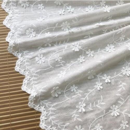 Off White Cotton Lace Fabric By The Yard, 3D Floral Embroidered Lace, French Lace, Bridal Lace, Gown Fabric