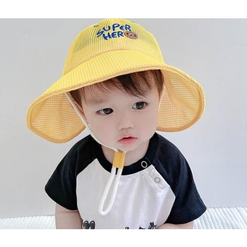5 Colors Summer Fashion Outdoor Sun Hat for Baby Boy Children Cartoon Bear Mesh Hat Girl Kids Beach Breathable Protection Cap