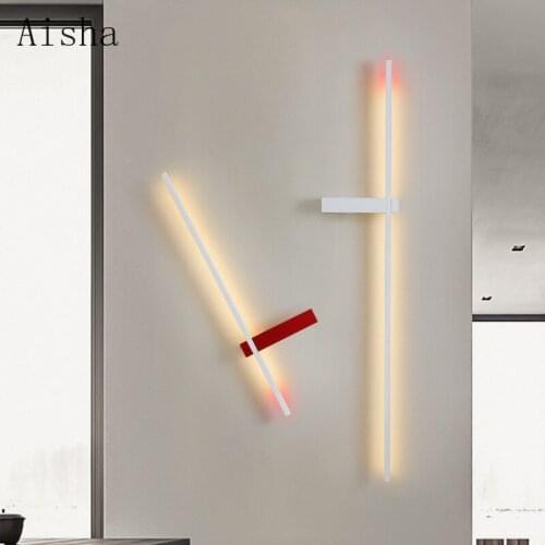 Nordic Designer Minimalist Long Strip Wall Lamp Living Room Hallway Art Creative Iron Line Wall Lights Bedroom Bathroom Lights