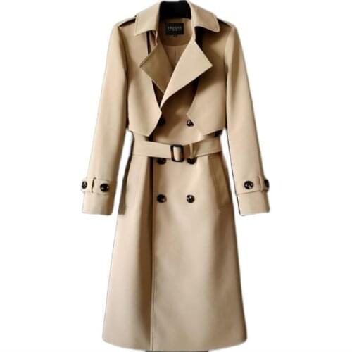 Mens trench coats man Double breasted long coat men Fake two clothes British solid color autumn winter overcoat long sleeve