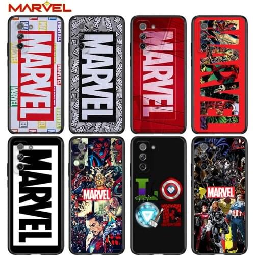 Marvel logo cool for Samsung Galaxy S21 Ultra Plus Note 20 10 9 8 S10 S9 S8 S7 S6 Edge Plus Black Soft Phone Case