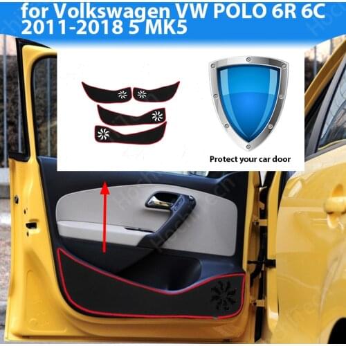 Side edge cover decal Door Inside Guard Protection Carpet for Volkswagen VW POLO 6R 6C 2011-2018 Car Door Anti Kick Pad Sticker