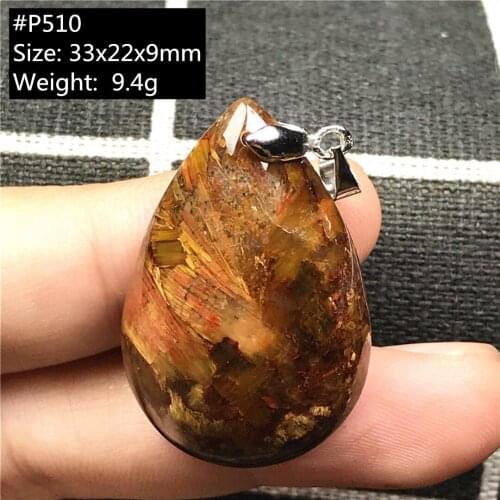 Necklace Pendant Natural Yellow Pietersite Jewelry For Woman Man Crystal 33x22x9mm Water Drop Beads Silver Namibia Stone AAAAA