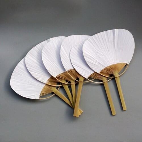 Pai Pai Bambu 60pcs Pure White Bamboo Handle Blank Calligraphy Painting Blank Group Fan White Fan Summer