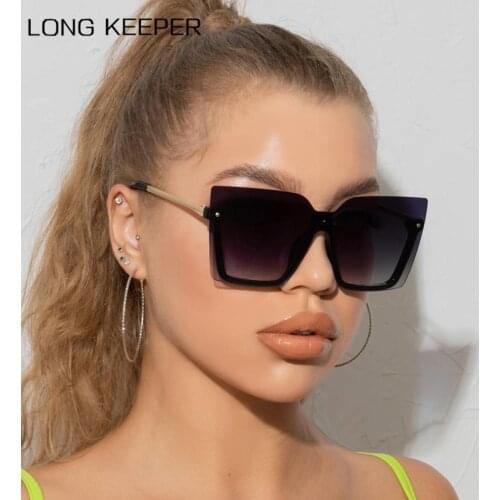 Luxury Black Oversized Sunglasses Women Brand Designer Sexy Big Frame Square Cat Eye Sun Glasses Female Gradient Shades Eyewear