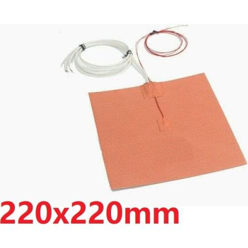 Silicone Heating Element 8.7″*8.7″ 220*220mm 500W Cube Prusa i3 RepRap 3D Printer Heatedbed Pad Plate C/W Adhesive, 100k Sensor