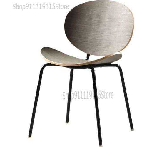 Retro Home Solid Wood Dining Chair Simple Creative Desk Stool Iron Back Chair Leisure Coffee Shop Negotiation Chair