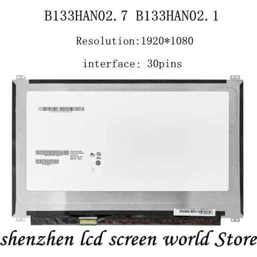 13.3" LED LCD Screen B133HAN02.7 B133HAN02.1 fit for ASUS ZENBOOK ux305 UX360 ux302 display panel 1920*1080 30pins