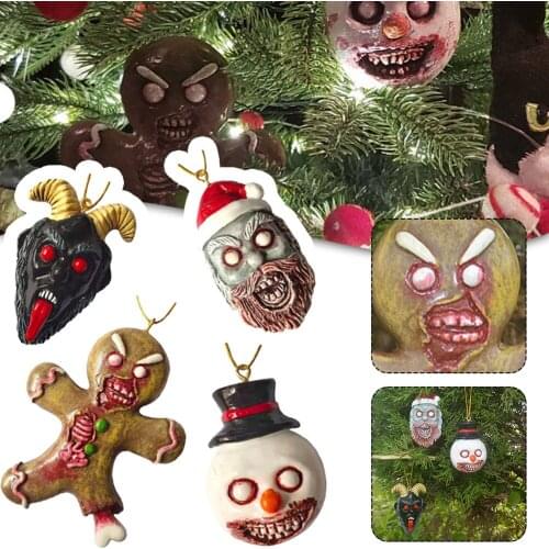 Terror Gingerbread Man Tree Ornaments Horror Halloween Resin Status Tree Hanging Decoration for Gardens Courtyards Garden Decor