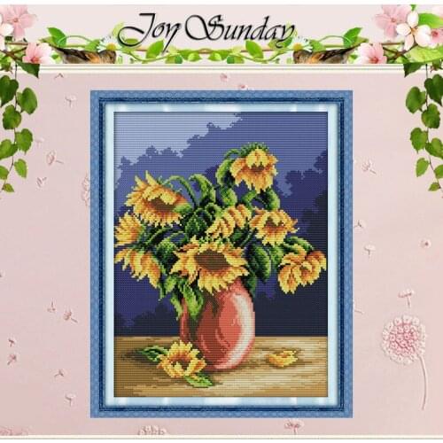 Sunflower vase (3) Patterns Counted Cross Stitch 11CT 14CT Cross Stitch Set Wholesale Cross-stitch Kit Embroidery Needlework