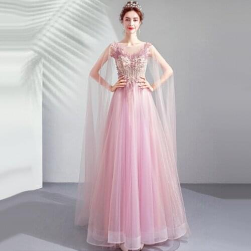 Evening Dresses Illusion A-Line O-Neck Sleeveless Embroidery Crystal Beading Lace Tulle Backless Luxury Women Formal Gown TS020