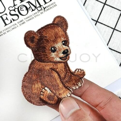 Embroidery Bear Patch Iron on Patches for Clothing Jeans Bags Patchwork Sewing Applique Cute Animal Parches DIY Clothes Stickers