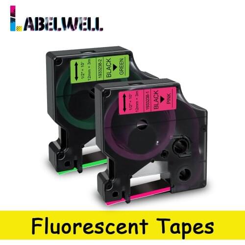 Labelwell 12mm label Compatible for Dymo D1 1933238-1 Label tape Black on Fluorescent Pink for Dymo LabelManager 160 280 printer