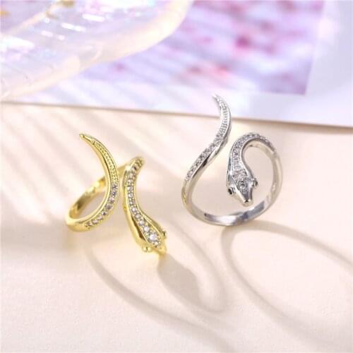 YJGS New Simple Wind Snake Rings For Female Fashion Personality Three-Dimensional Open Adjustable Ring Zodiac Snake Ring Jewelry