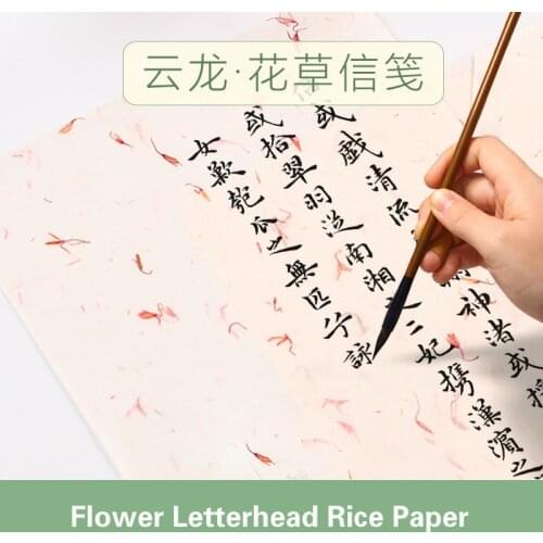 Yunlong Flower & Tea Leaf Rice Paper Letterhead Calligraphy Letterhead Calligraphy Writing Paper Antique Stationery Xuan Paper