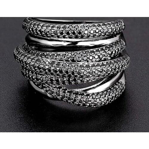 Zlxgirl jewelry 25mm Luxury Cross Geometry Jet Cubic Zircon Engagement women Bridal Finger Rings Jewelry anel couple ring gifts