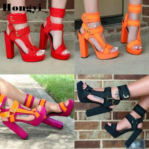 New arrival Bright Color Platform Women Sandals Thick Platform Buckle Straps Summer Shoes