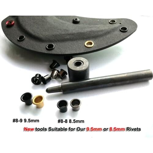 1pcs tool+200pcs #8-9-7.9 (0.276 length under flange x 1/4" outside diameter) GunBlack brass Eyelets krivets for .06"~0.8" Kydex