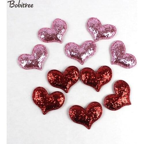 10pcs/lot 3D red pink shine Heart-shaped patches for clothing for bags decorative girls handmade accessories