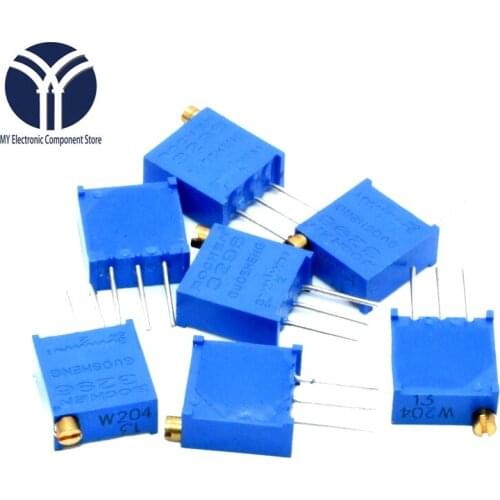 10pcs 3296W 3296 50 100 200 500 ohm 1K 2K 5K 10K 20K 50K 100K 200K 500K 1M ohm 103 100R 200R 500R Trimpot Trimmer Potentiometer