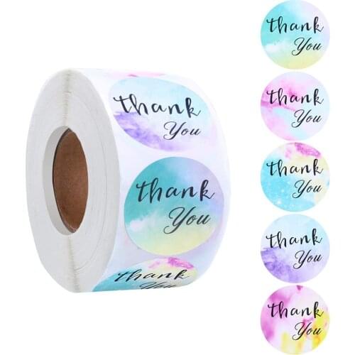 100-500pcs Thank You Sticker Multi Color Round Cute Sealing Stickers For Christmas Envelope Card Gift Package Stationery Sticker