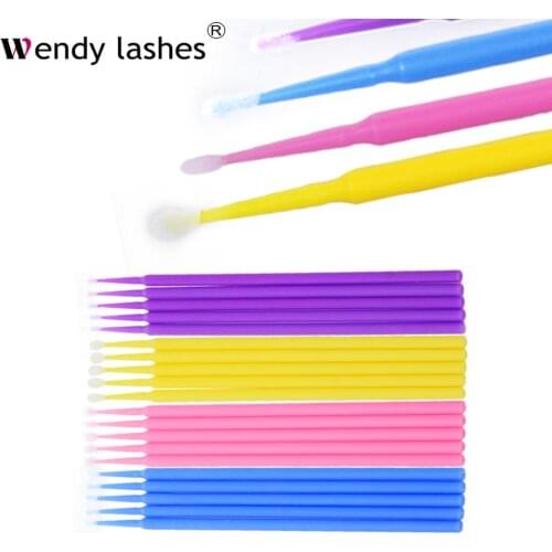 100pcs/bag Disposable Eyelash Extension Makeup Tools Eyelash Grafting Cleaning Brush Set Lash Glue Remover Cotton Swab Supplies