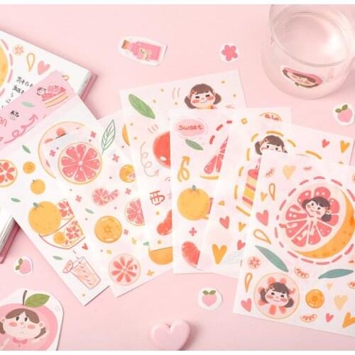 6pcs Lovely fruits paper sticker pvc diy decoration sticker for album scrapbooking stationery sticker gift for kids