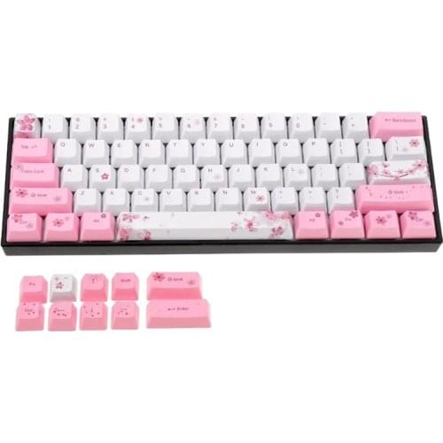 71 Keys Set OEM Profile Custom Keycaps PBT Dye Sublimation Keycaps for Gateron Kailh Cherry MX Switches Cherry Blossom