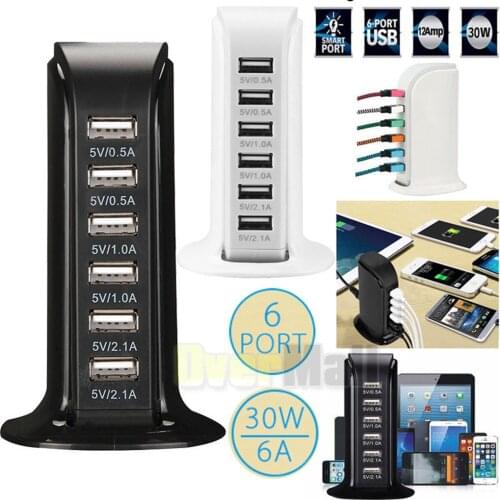 Fast Multi 6 USB Port Hub Charger Desktop Quick Charging Dock Station Home Multiple Travel Adapter Wall Socket US AU EU UK Plugs
