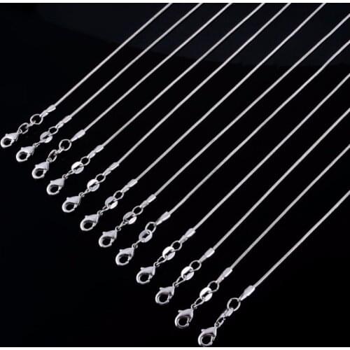 20pcs wholesale (16 18 20 22 24inches) Beautiful fashion silver Plated charm 1MM snake chain Necklace TOP quality jewelry 230767