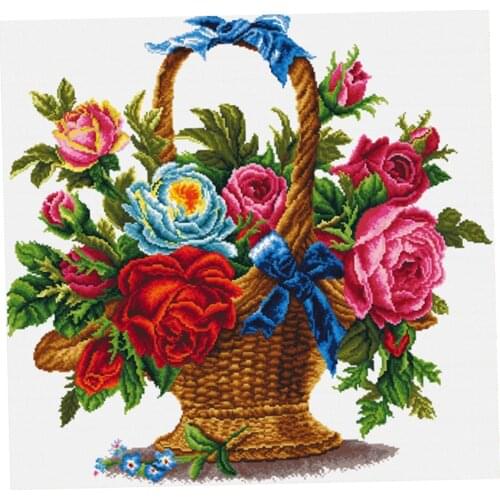 Flower Basket - 11CT Stamped Cross Stitch Kits DIY Needlework Kits 32x31